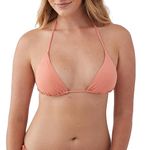 O'NEILL Women's Venice Bikini Top - Triangle Swim Top for Women - Bathing Suit Top with Tie Back, Coral | Saltwater Solids Venice, Medium