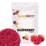 Freeze Dried Raspberry Pieces 100g - Premium Freeze-Dried Fruit Bits - 100% Natural, No Added Sugar or Preservatives Raw Dry Raspberry Grit for Baking, Cake Decorations, Yogurt, Porridge Oat, Smoothie