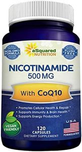 Nicotinamide with CoQ10 (120 Capsules) - Vitamin B3 500mg (Niacinamide Flush Free) - Coenzyme Q10 Powder - VIT B-3 & Coq 10 Supplement Pills to Support Energy, NAD, & Skin Cell Health