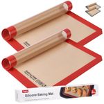 Silicone Baking Mat, Sopito 2pcs Non Stick Baking Mat 16.5"x11" Silicone Baking Sheets Heat Resistant 250°C/480°F Pastry Mat, Red