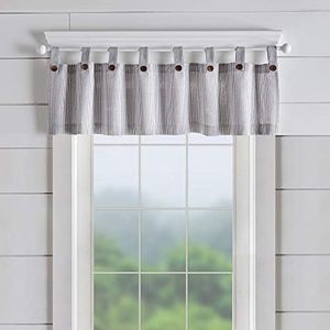 Elrene Home Fashions Tucker Ticking Stripe Window Curtain Kitchen Valance, 60" W x 15" L (1, Gray