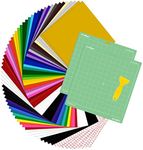 HTVRONT 70 Pack Vinyl for Cricut Machine, 57 Sheets 12" X 12" Permanent Adhesive Vinyl Sheets & 2 Cutting Mat & 10 Transfer Paper for Vinyl