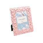 Laura Ashley 2x3 Pink Flower Textured Hand-Crafted Resin Picture Frame w/Easel & Hook for Tabletop & Wall Display, Decorative Floral Design Home D cor, Photo Gallery, Art (2x3, Pink)