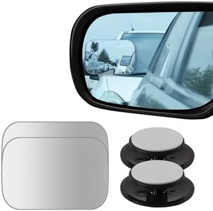 MARLBSTON 2 pcs Blind Spot Mirrors, 2'' Rectangle Ultra-thin Frameless HD Glass Convex Side Rear View Mirror with Wide Angle Adjustable Stick for Cars SUV and Trucks, Pack of 2