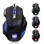 DLAND Wired Gaming Mouse ZELOTES Professional LED Optical 7200 DPI 7 Button USB Gaming Mice with Adjustable DPI Switch Function 7200/3200/2400/1600/1000 DPI For Notebook PC Laptop,Computer