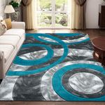 Rugs Inn Retro Area Rug - Large Fluffy Rug Carpet Washable Non-Slip Soft Modern Indoor Shaggy Floor Rug for Living Room, Bedroom, Hallway, Lounge - (Teal 160x230cm)