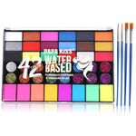 Face Painting Kit,42 Colours Face Paints For Children & Adult Include Glitter Face Paint,UV Paint,Matte & Shimmer - Washable Pride Face Paint For Festival, Party Halloween Makeup Cosplay