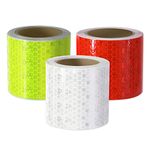 Xrkuu 3M x 5CM Reflective Safety Tape, 3 Rolls Multicolor Reflector Tape for Security Alerts, Waterproof Security Marking Tape for Vehicles, Corridor Outdoor Facilities(Green & White & Red)