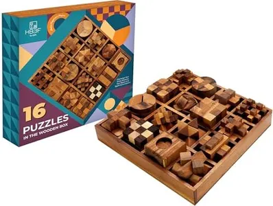BSIRI Brain Teaser Games for Adults Cube Puzzles Brain Teasers Mind Teasers Toy Challenging Brain Games Puzzle Toys Office Table Decor for Adults and Kids Wooden Puzzle Box Set (16 Puzzle Games)