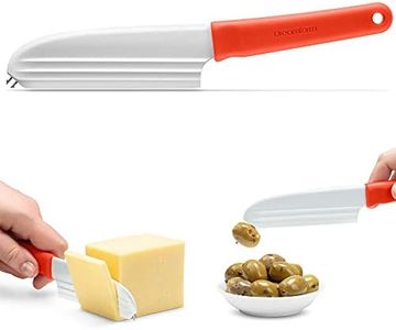 Dreamfarm Knibble Lite 3-In-1 Non-Stick Cheese Knife for Charcuterie, Slicing, Spreading, with Built-In Fork to Serve & Share Foods - 9" Red