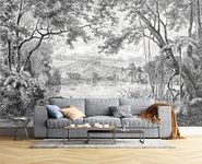 Eierme Black and white tropical rainforest wall mural wallpaper for bedroom 178" x 117"