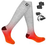 Savior Heated Socks,Rechargeable Electric Heated Socks for Men Women,Winter Foot Warmers,Suitable for Outdoor Work,Skiing,Skating,Cycling,Camping, Fishing,Hunting,etc. (X-Large, Grey)