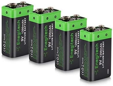 Enegitech 9V Lithium Battery, 4 Pack 1200mAh Non-Rechargeable Li-ion Battery for Smoke Detector Fire Alarm Multimeter