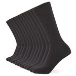 FM London Mens (10-pack) Plain Socks, Charcoal, 6-11 UK