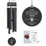 Pet Memorial Wind Chime, 30 Inches Paw Print Pet Remembrance Gift to Honor and Remember a Dog, Cat, or Other Pet, Premium Metal Wind Chime, Black