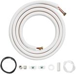 VEVOR 4876.8mm Mini Split Line Set, 6.4 & 9.5mm O.D Copper Pipes Tubing and Triple-Layer Insulation, for Air Conditioning or Heating Pump Equipment & HVAC with Rich Accessories (18ft Connection Cable)