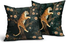 Tiger and Flowers Patten Pillow Cov