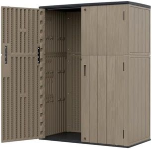 HOMSPARK 47 Cu.Ft Outdoor Storage Shed Weather Resistant, Multi Functional | Double-Wall Resin Storage Sheds & Outdoor Storage Box Waterproof for Backyard Garden Patio Lawn (Brown)
