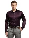 Turtle Men Poly Satin Purple Solid Slim Fit Full Sleeve Ceremonial Shirt