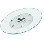 HAOVZRI 20"" Glass Lazy Susan for Dining Table Turntable Centerpiece with Swivel Assist System Round Tabletop Rotating Tray Large Serving Plate Silent & Smooth Spin