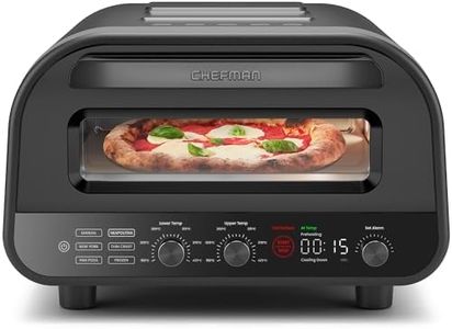 CHEFMAN Electric Indoor Pizza Oven, 30cm Portable Kitchen Countertop Pizza Maker with Neapolitan, New York Style, Thin-Crust, Pan Presets, Stone, Peel, Brush, Storage Cover, Cookbook Included, Black