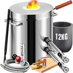 VEVOR Propane Melting Furnace Kit, 12KG Large Capacity Foundry Home Kilns, Blacksmithing Forge w/Crucible & Tongs Kiln, Stainless Steel Smelter, for Metal Scrap Recycle, Gold Copper Silver Casting