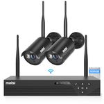maisi Wireless Security System 4CH 2K/3MP CCTV NVR and 2pcs 1080P HD Outdoor/Indoor WiFi IP Cameras, Easy Remote Access, Plug&Play, Instant APP Push (500GB Hard Drive Pre-Installed)