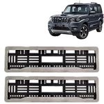 Kingsway Car Number Plate Frames Chrome for Mahindra Scorpio Classic, 2022 Onwards Model, Car Registration Plate Holders, Licence Plate Covers (Front and Rear), Universal Size 51.5 x 14.5 cm