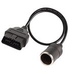 XMSJSIY OBD2 to Cigarette Lighter Female Socket Adapter Connecter 16Pin OBD2 Male for Vechile Car Extension Power Supply Cable 18AWG -0.5M/