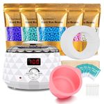 Charmonic Wax Warmer, 2024 Upgrade Digital Waxing Kit with Silicone Pot & 500g Hard Wax Beads for Whole Body Brazilian Bikini Legs Armpit Nose Hair Removal, Hot Wax Machine (White)