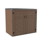 Horti Cubic 50 Cu Ft Outdoor Storage Shed, Horizontal Storage Box Waterproof for Garden, Patio, Pools, Multi-Opening Doors for Easy Storage of Kids' Bike, Trash Can, Tools, Lawn Mower (Grizzly Brown)