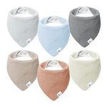 lulumoon Muslin Baby Bandana Bibs – Cotton Drooling Bibs for Teething Baby, 6Pack Solid Colors Muslin Bandana Drool Bibs (Star)