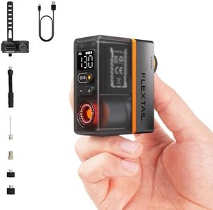 FLEXTAILGEAR Mini Bike Tire Pump with Gauge&Taillight, 130 PSI Portable Electric Bicycle Pump with Presta and Schrader Valve for Road and Mountain Bikes, Motorcycle, Balls