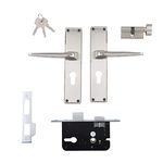 Godrej Mortise Door Lock Handle Set | 200mm NEH-15 1CK Europrofile | 5 Pin Brass Tumbler Mechanism 60mm | Suitable for Left & Right Handed Doors (Satin Steel Finish)