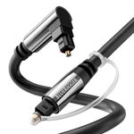 BlueRigger Optical Audio Toslink Cable - 10FT (90 Degrees Optical Cable for Soundbar, 360 Degree Rotatable Right Angle, S/PDIF Digital Toslink) - Compatible with Home Theatre, HDTV, Game Console, DVR