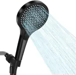 Luxsego 5 Inches Panel High Pressure Shower Head Set with 59'' Stainless Steel Hose and Adjustable Bracket, 3-Mode Detachable Showerhead with Handheld, Easy-cleaning Anti-clog Nozzles, Matte Black