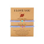 Fuqimanman2020 Colorful Heart Love Pendant Matching Bracelets Set for Couples 2 Pcs Handmade Adjustable Woven Rope Braided Bracelets for Friendships Valentine's Day BBF Long Distance Jewelry Gifts,