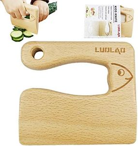 LUOLAO Wooden Kids Knife for Cooking and Safe Cutting Veggies Fruits, Cute Fish Shape Kids Kitchen Tools, Christmas Gifts for kids, 2-5 Years Old Applicable