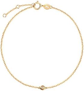 Carleen 18K Solid Yellow Gold Modern Round Diamond Dainty Bracelet