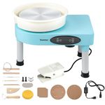 Huanyu Pottery Wheel Ceramic Machine Adjsutable Leg with LCD Screen & Aluminum Alloy Foot Pedal 12in/30cm Electric Pottery Forming Machine Detachable Basin 350W 0-320RPM Art Clay DIY Tool Kit