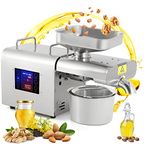 CGOLDENWALL Oil Press Machine Oil Presser Hot Cold Oil Extractor Expeller Intelligent Control Panel/LCD Touch Screen/Food Grade Stainless Steel/Built-in Thrust Bearing 220V