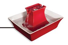 PetSafe Drinkwell Ceramic Pagoda Fountain, Drinking Fountain for Cats and Dogs, Dual Water Stream - 2 Litre, Red