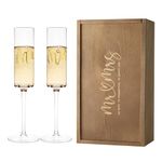 AW BRIDAL Wedding Champagne Glasses, Champagne Flutes Set of 2, Crystal Champagne Flutes for Mr and Mrs Wedding Gift Bridal Shower Gift Engagement Gift for Bride and Groom