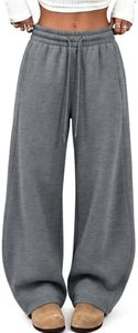 Trendy Queen Barrel Sweatpants Women Wide Leg Fleece Pants HeatherCharcoal M