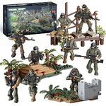 Special Forces Mini Action Figures - 3 Army Building Sets With 9 soldiers, Jungle Troopers, Ghillie Suit Sniper, Jungle Defence Squad - Special Troops Toy Gifts for 10 11 12+ Boys Kids Girls, 443 Pcs