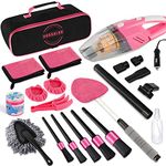 HORDALOR Pink Car Interior Detailing Kit, 16Pcs Car Cleaning Kit with High Power Handheld Vacuum, Detailing Brush Set, Cleaning Gel, Windshield Cleaning Tool, Complete Car Cleaning Supplies for Women