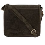 Designer Genuine Leather Handmade Women Ladies MensCross Body Unisex Flapover Travel Satchel Everyday Crossover Shoulder Bag with Adjustable Strap (Distressed Dark Brown)