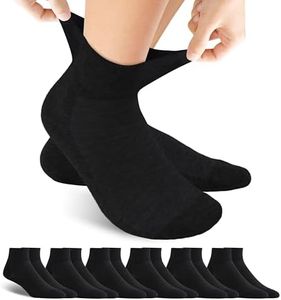 Forcool Diabetic Women's Men's Non Binding Loose Top Seamless Toe Wide Ankle Low Cut Cotton Diabetic Socks for Summer, Medium 6 Pairs Black