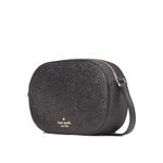 kate spade crossbody purse for women Glimmer Oval Camera Bag (Black)