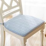 Kitchen Chair Pads Non Slip Set of 4, Chair Cushions for Dining Chairs 4 Pack with Ties, Washable Seat Cushion with Hidden Zipper, 100% Cotton Fabric, Suitable for All Seasons Sky Blue